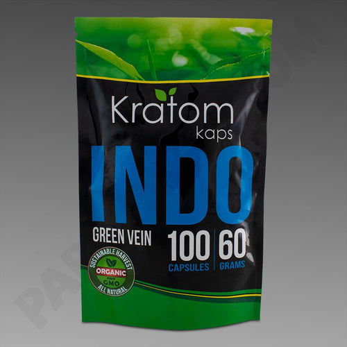 Kratom Kaps Indo Green Vein 60g 100 ct Capsules - Natty Supps