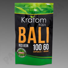 Load image into Gallery viewer, Kratom Kaps Bali Red Vein 60g 100 ct Capsules - Natty Supps